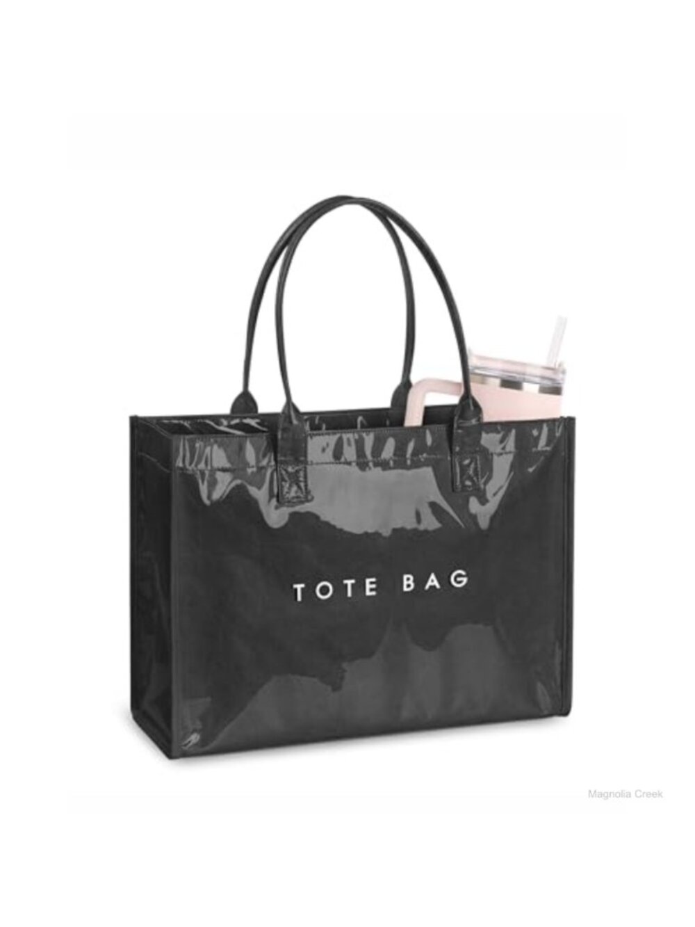 PVC Tote Bag Kraft Paper Handbag Letter Print Top Handle Purse